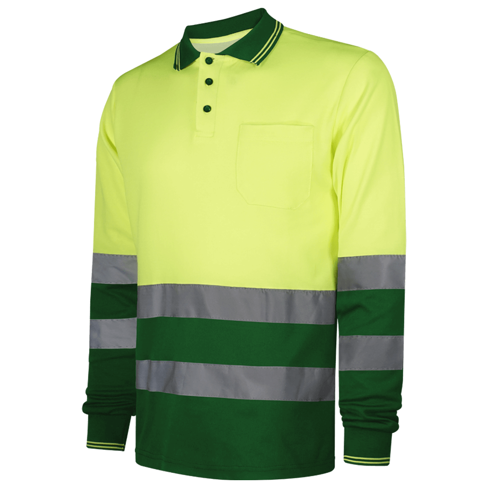 Polo poliéster manga larga combinado av+S