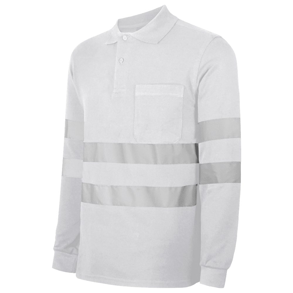 Polo piqué manga larga con bandas reflectantes+S