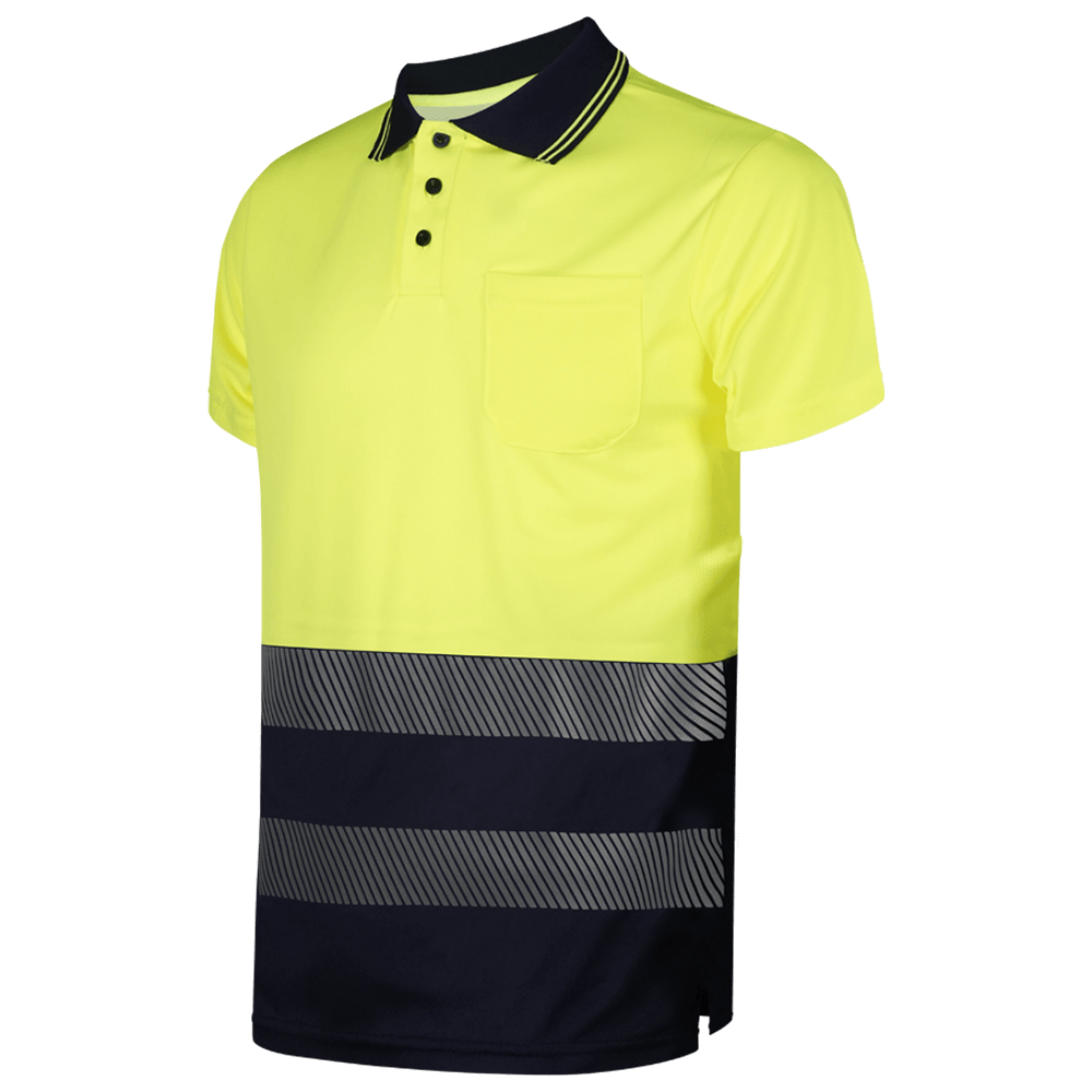 Segmentadas polo poliéster manga corta combinado AV+S