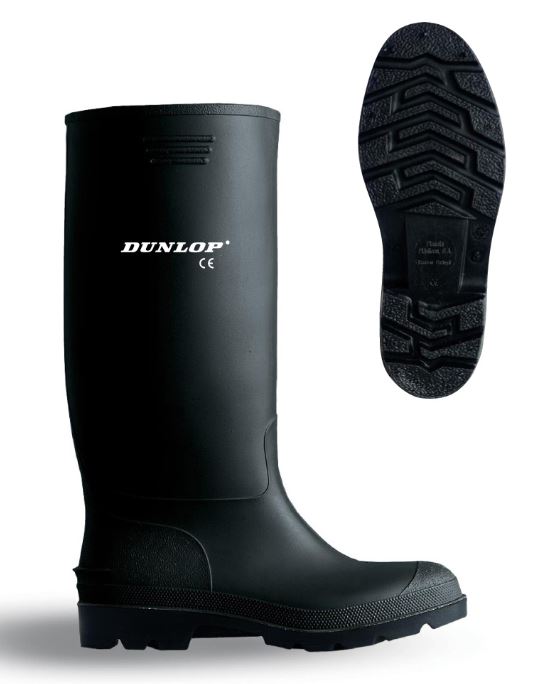 Bota de agua PVC caña alta negra. Dunlop 380.+S