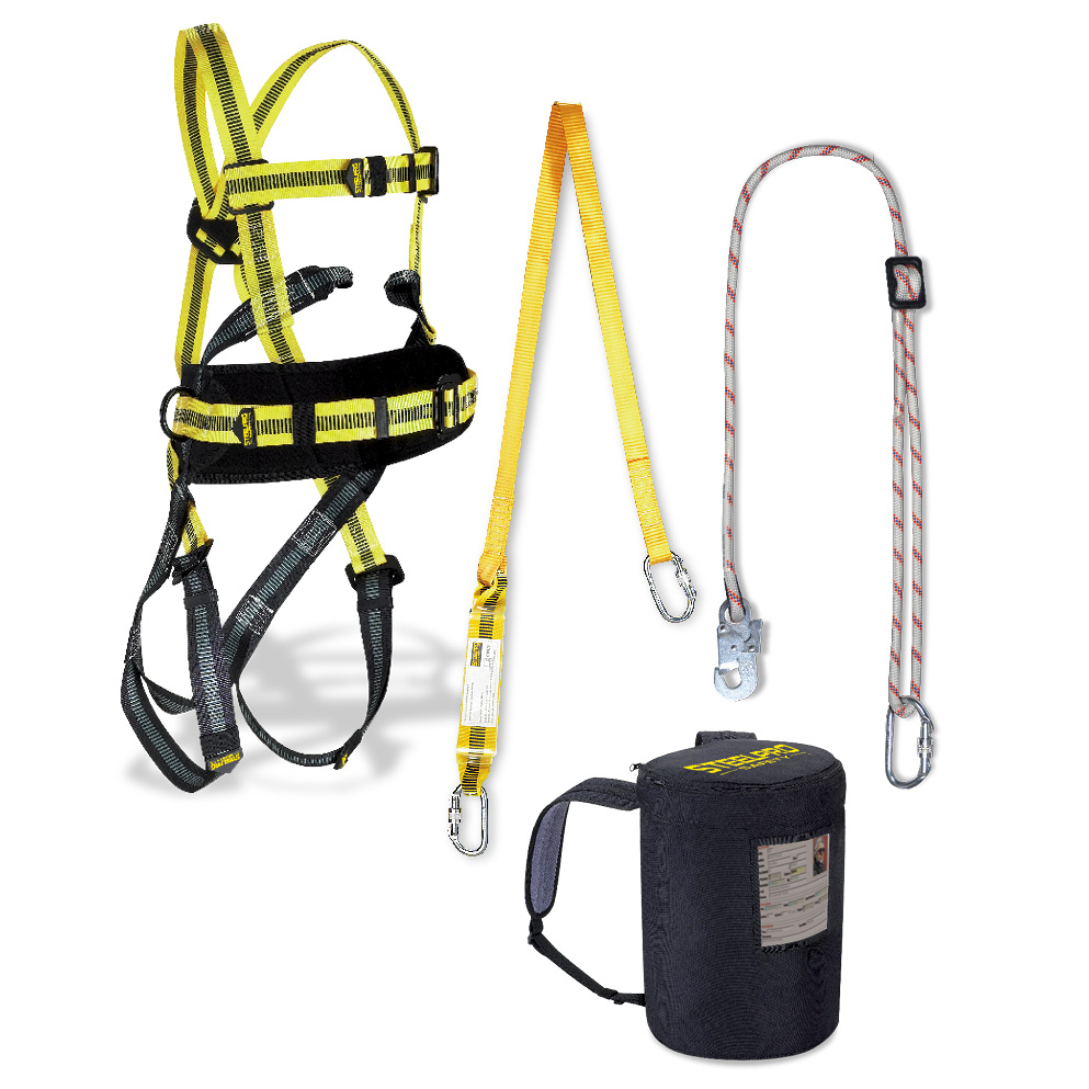 Kit compuesto por: arnés  + cuerda  + absorbedor  + mochila  +S