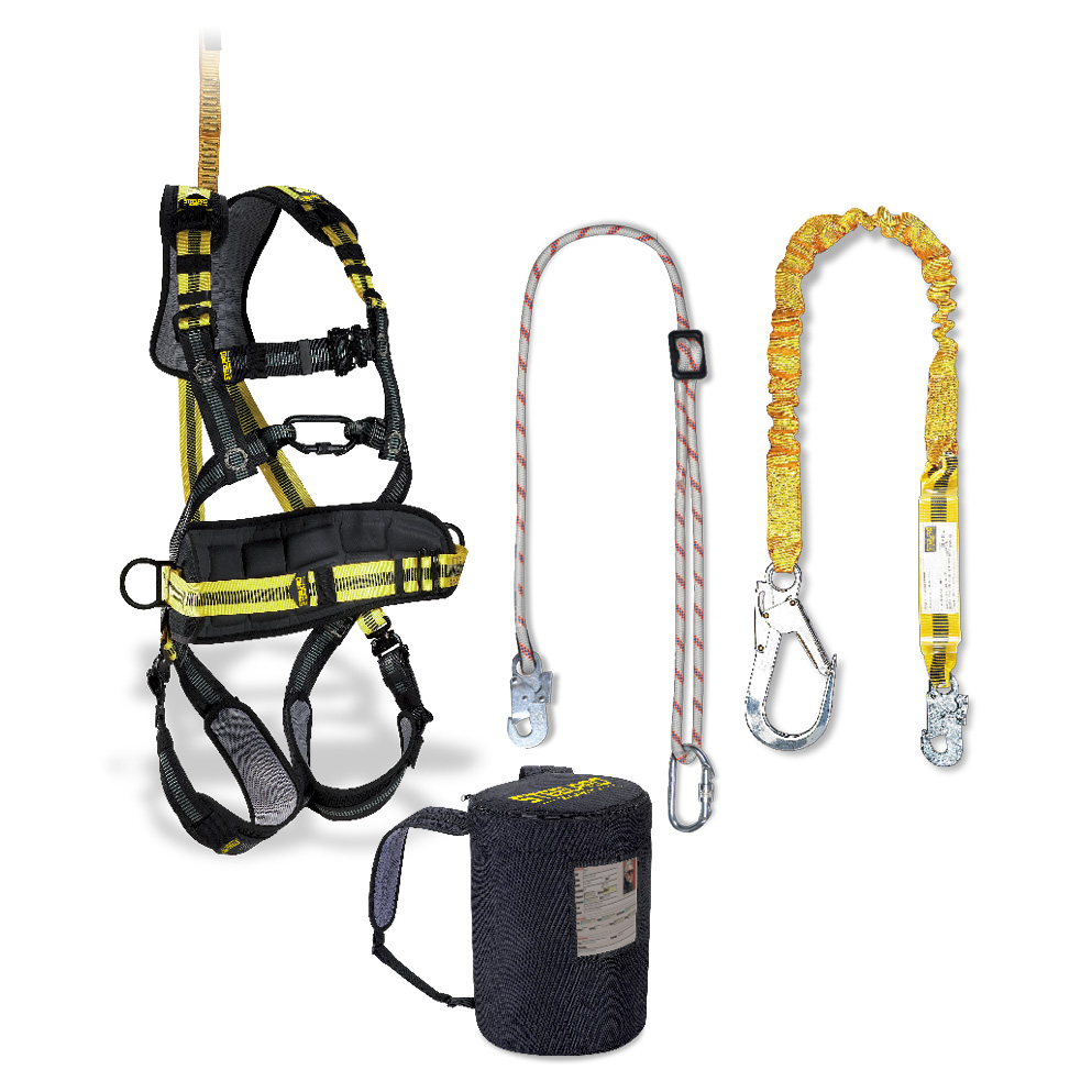 Kit compuesto por: arnés  + cuerda  + absorbedor  + mochila  +S