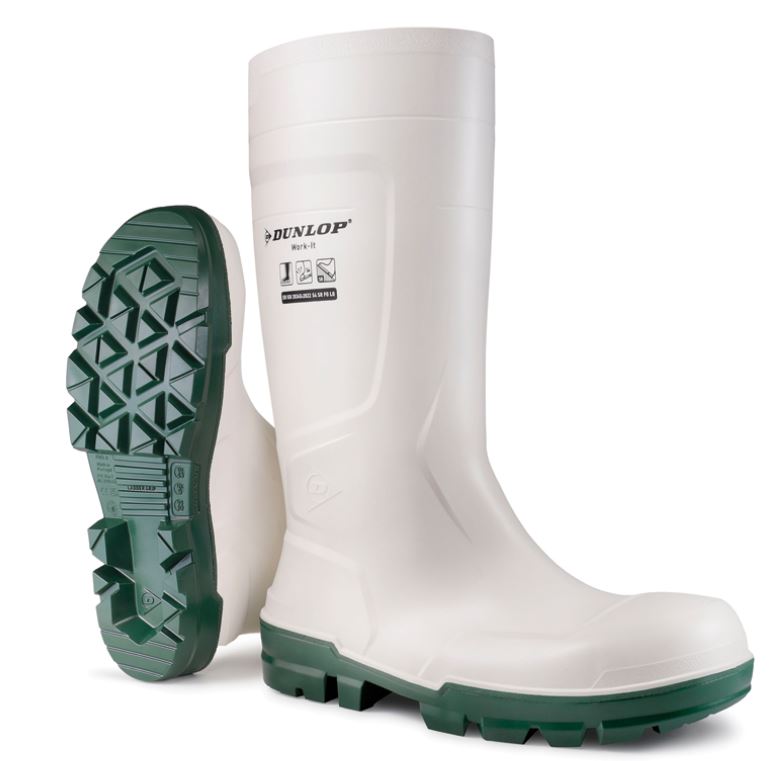 Bota de agua blanca de seguridad PVC Dunlop+S