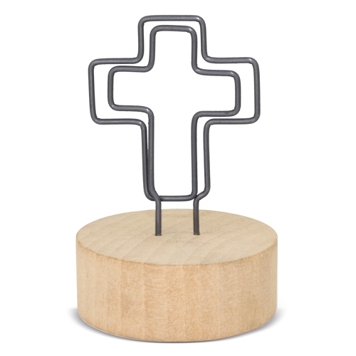 Memo Clip Con Base De Madera &quot;Cruci&quot;+S