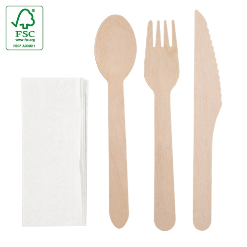 Set De Cubiertos Madera 4 Pcs &quot;Complec&quot;+S