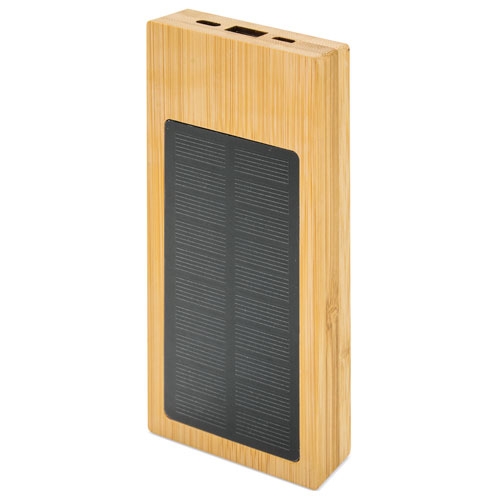 Power bank con cargador solar de bambu &quot;Naples&quot;+S