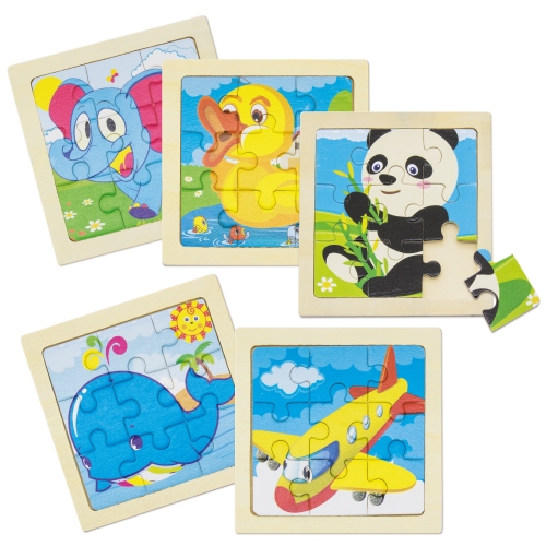 Set de 5 puzzles en madera natural &quot;Junior&quot;+S