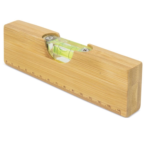 Regla nivel de burbuja de bambú con abrebotellas+S