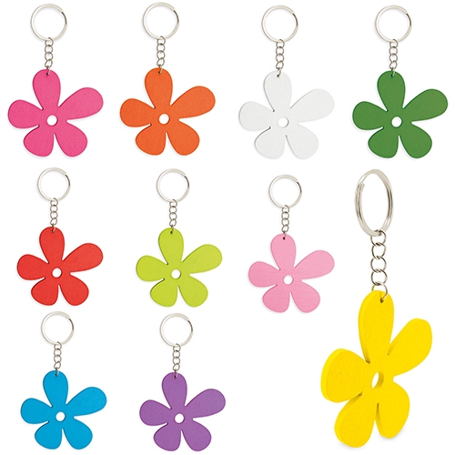 Llavero de madera happy flower( 1 pack 10 uds.)+S