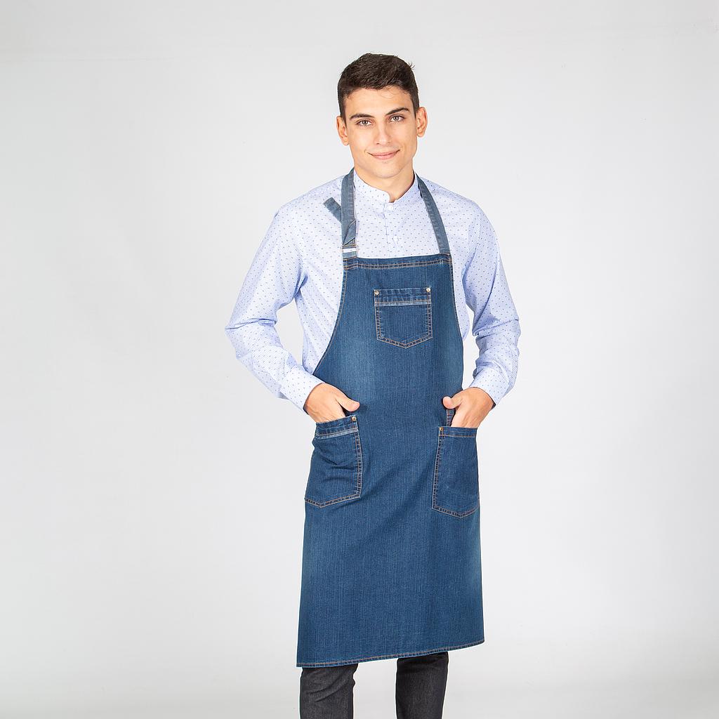 DELANTAL CON PETO LAVADO TEJANO AÑIL 90X75 CM &quot;RED LINE&quot;+S