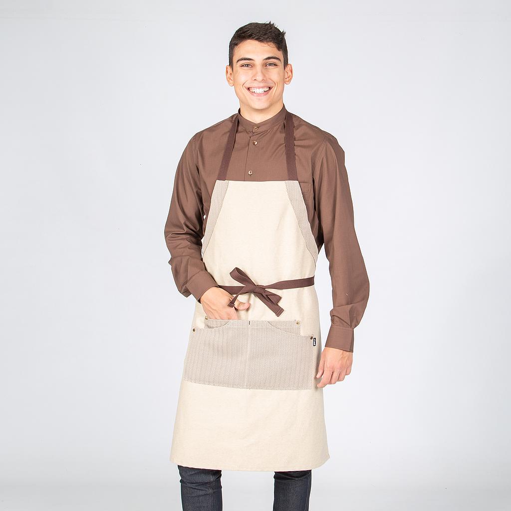 DELANTAL CON PETO BEIGE COMBI ESPIGA 82X72 CM+S