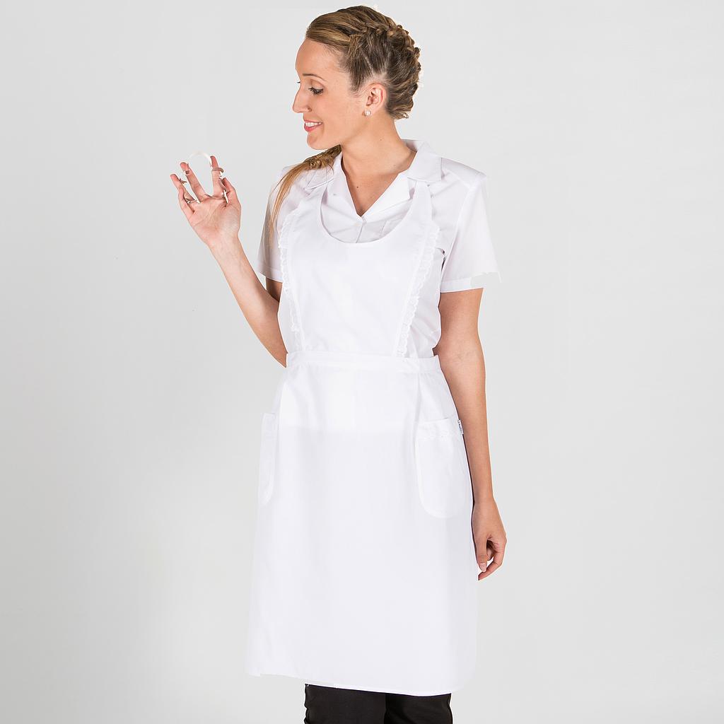 DELANTAL VOLANTES PUNTILLA SARGA BLANCA 80X54 CM+S