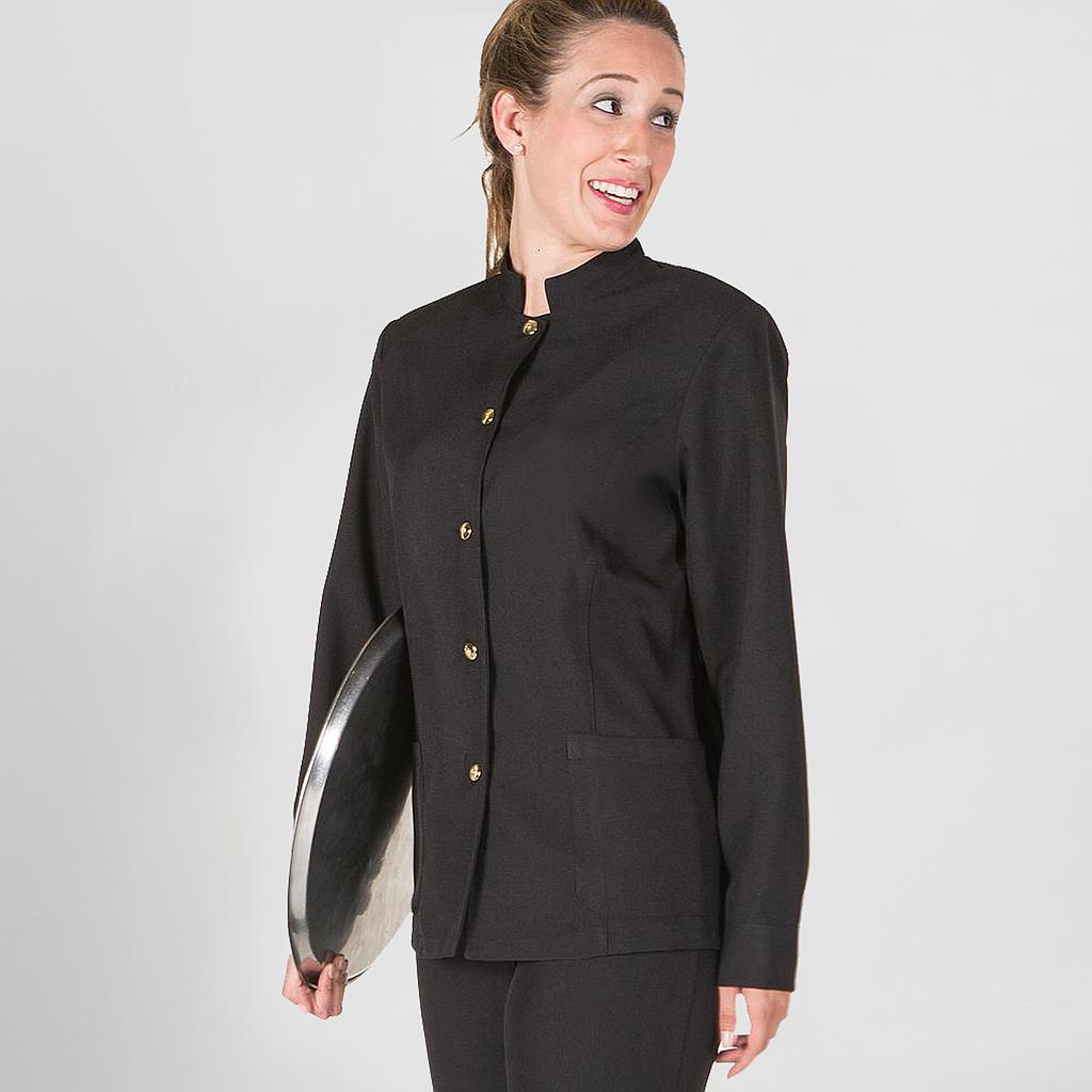 CHAQUETA MUJER MAO NEGRA BOTON DORADO+S