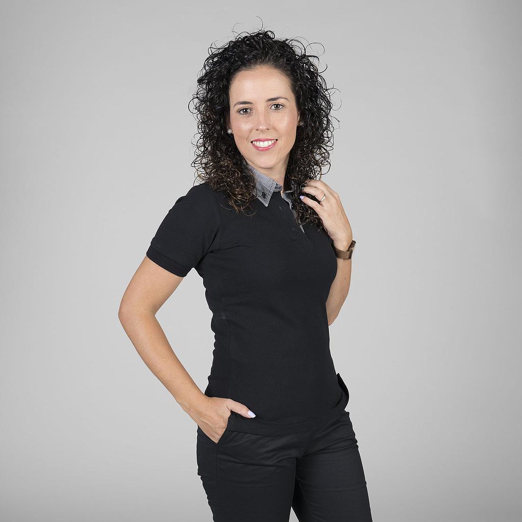 POLO NEGRO MUJER MANGA CORTA CUELLO CAMISERO+S