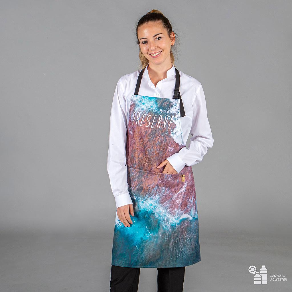 DELANTAL CON PETO ESTAMPADO  TEJIDO RECICLADO 80X68 CM+S