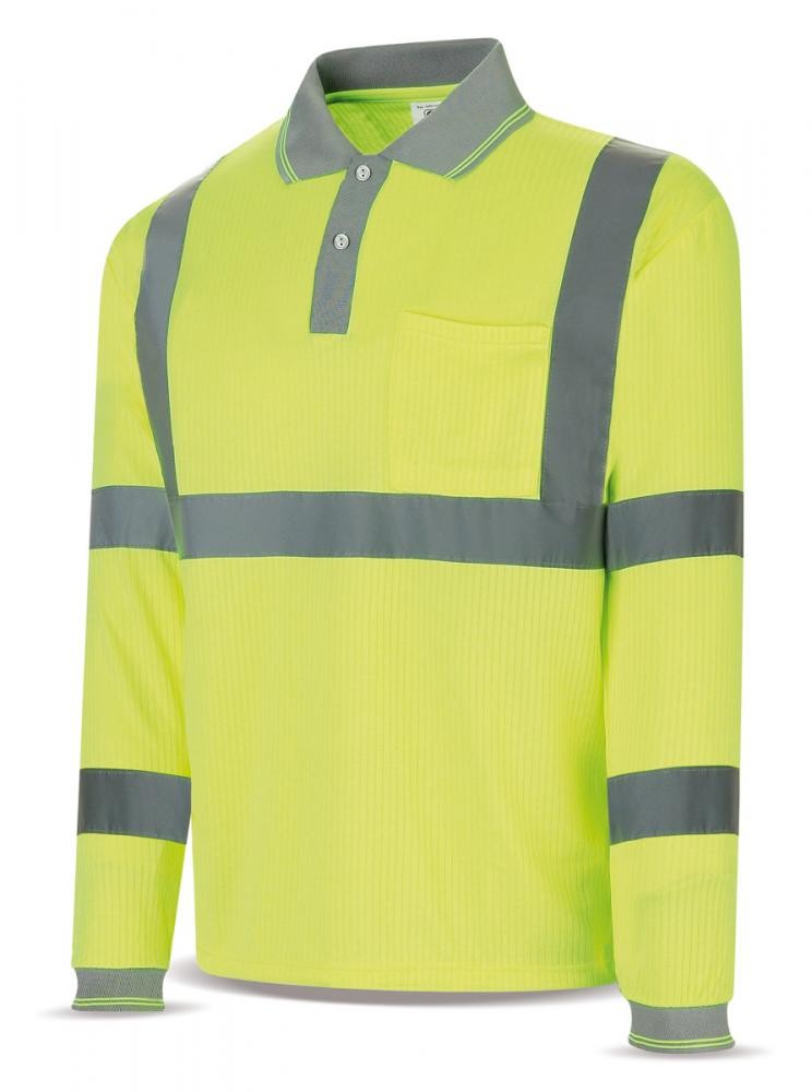 Polo alta visibilidad manga larga+S