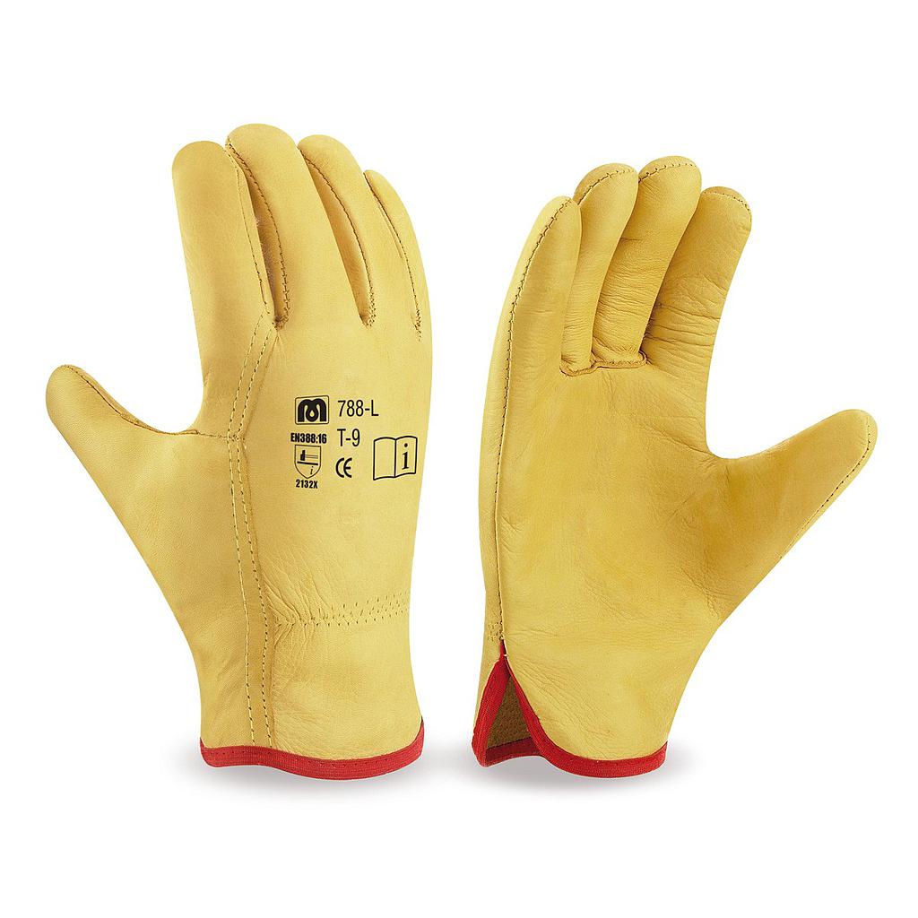 Guante cond.flor vac.amaril.ribete +S